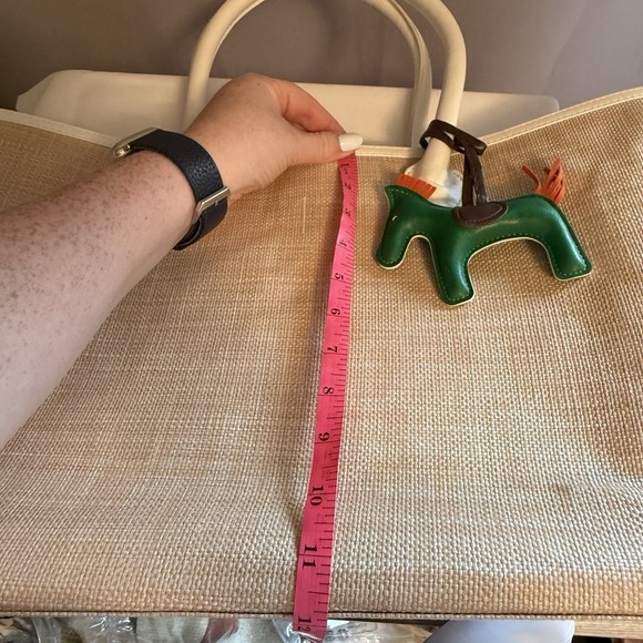 Mark And Graham Large MONTAUK RAFFIA TOTE Straw Summer Tan White Purse Bag - Picture 13 of 14